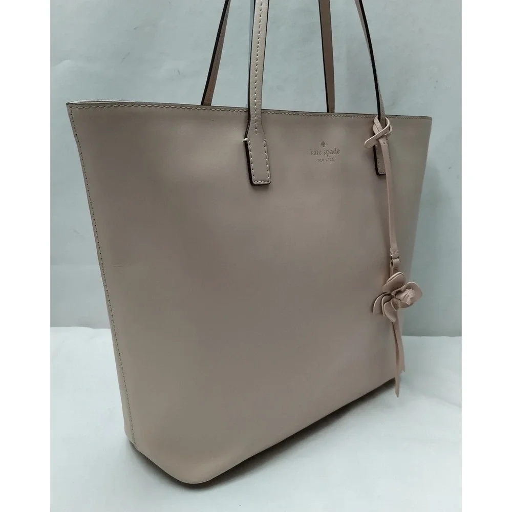 Kate Spade New York Beige Leather Double Handles Tote Bag